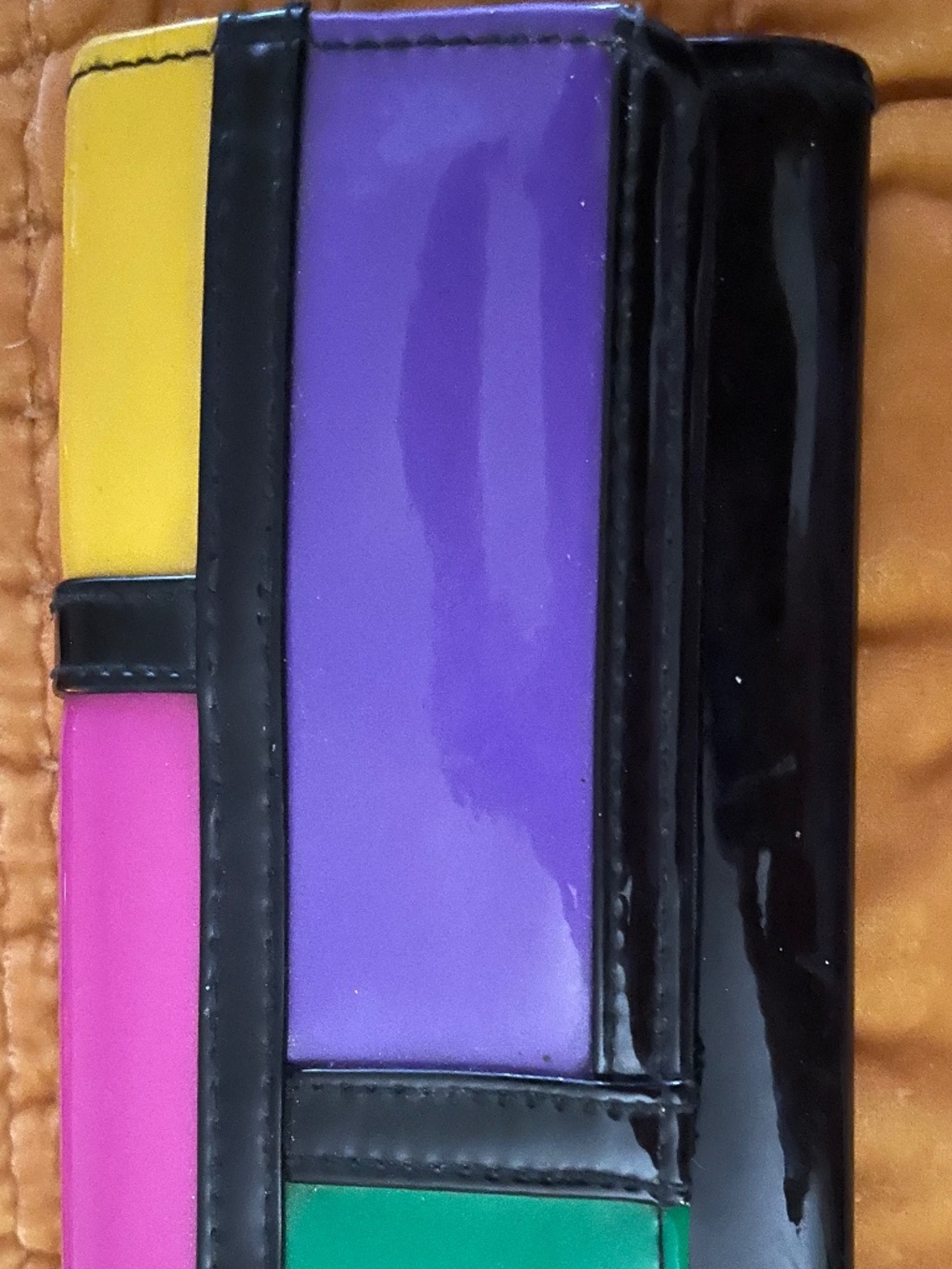 Totally 80s retro Color-Block Patent Leather Wallet